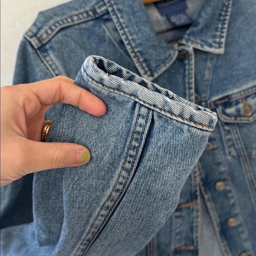 Vintage Faconnable Medium 100% Cotton Fitted Denim Jacket Light Waist Flare - Picture 3 of 9